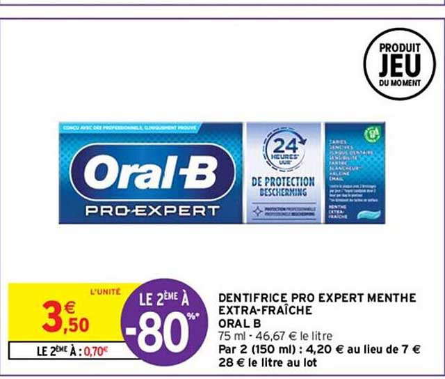 dentifrice pro expert menthe extra-fraîche oral b