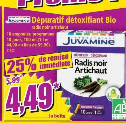 Dépuratif Détoxifiant Bio Radis Noir Artichaut Juvamine