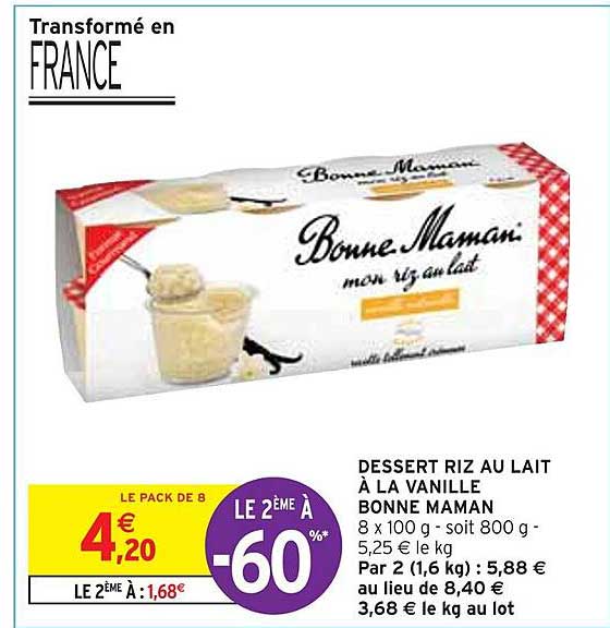 dessert riz au lait à la vanille bonne maman