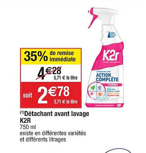 détachant avant lavage k2r