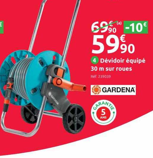 dévidoir équipé 30m sur roues gardena