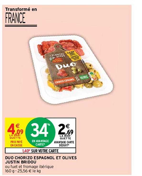 Duo Chorizo Espagnol Et Olives Justin Bridou