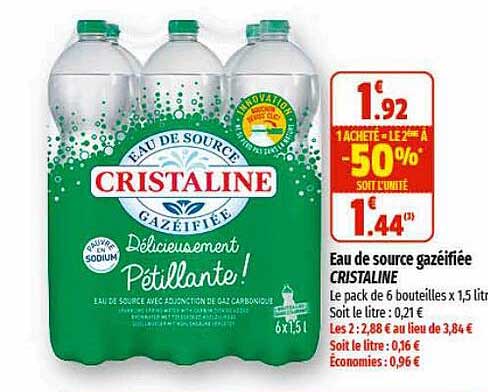 eau de source gazéifiée cristaline