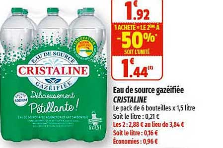 eau de source gazéifiée cristaline