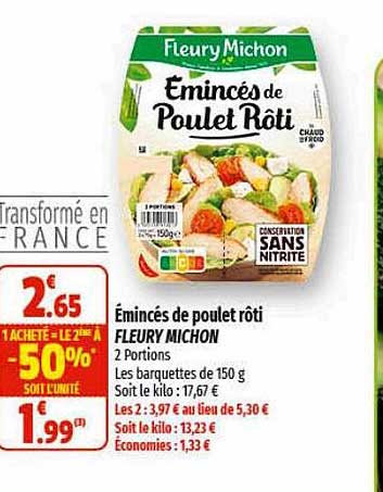 émincés de poulet rôti fleury michon