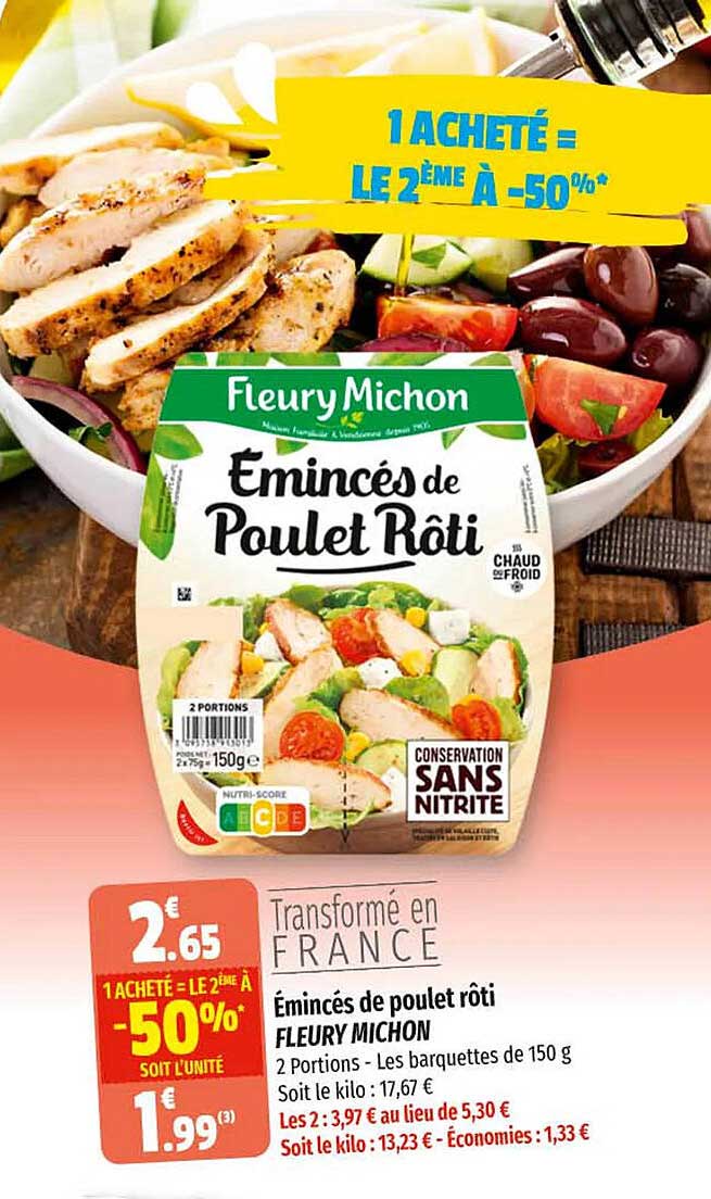 émincés de poulet rôti fleury michon