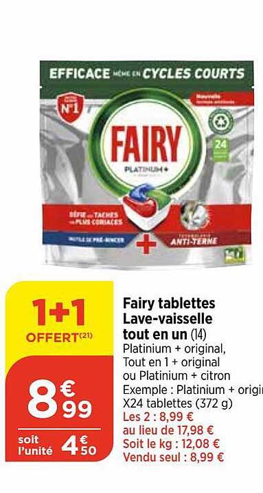 fairy tablettes lave-vaisselle tout en un