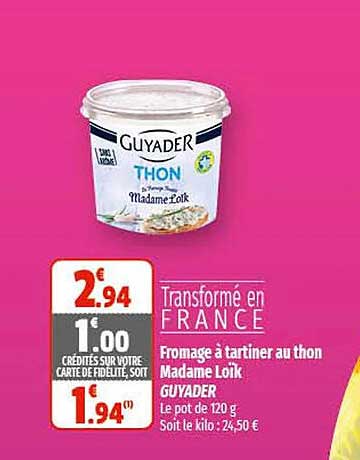 fromage à tartinern au thon madame loïk guyader