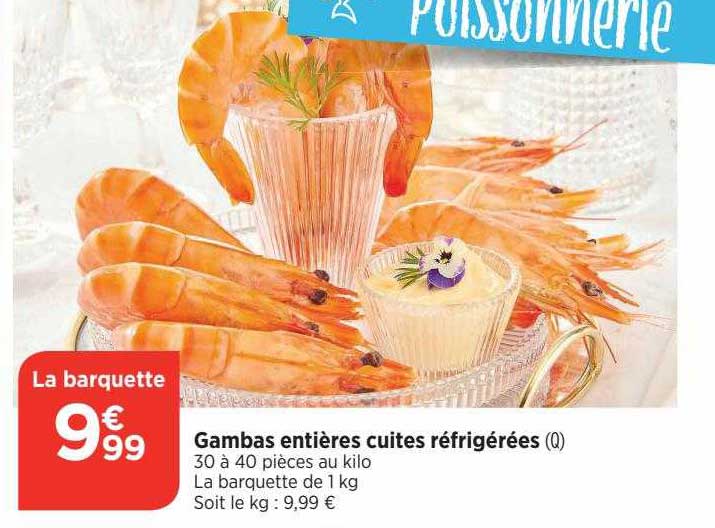 Gambas Entières Cuites Réfrigérées
