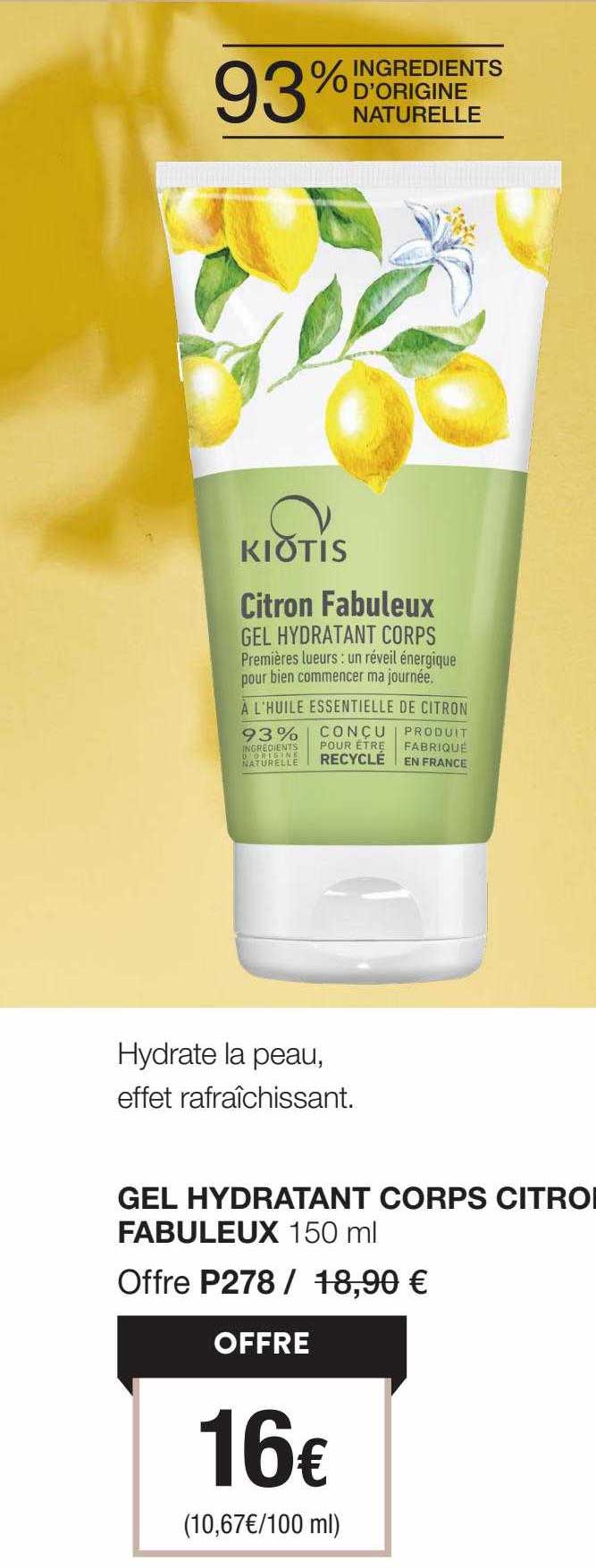 gel hydratant corps citron fabuleux kiotis