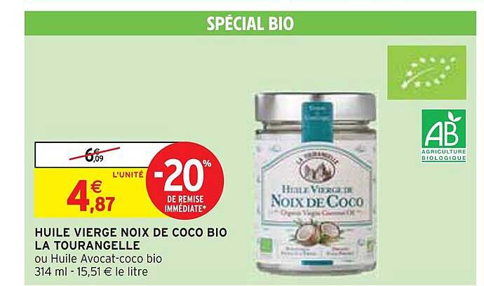 huile vierge noix de coco bio la tourangelle