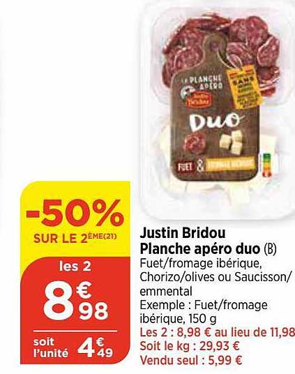 justin bridou planche apéro duo