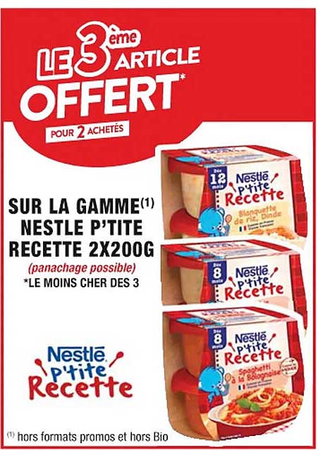 la gamme nestlé p'tite recette 2 x 200 g