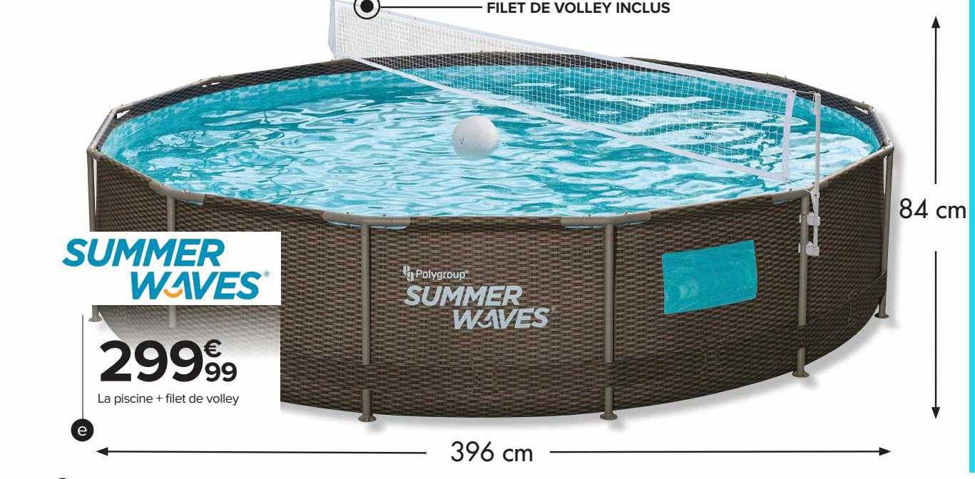 La Piscine + Filet De Volley Summer Waves