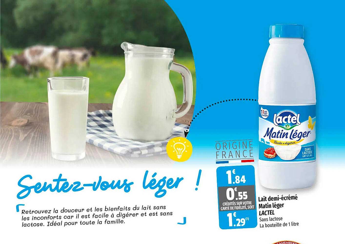 lait demi-écrémé matin léger lactel