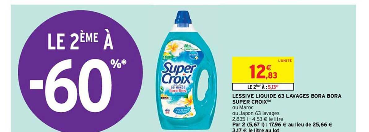 lessive liquide 63 lavages bora super croix