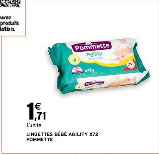 lingettes bébé agility x72 pommette