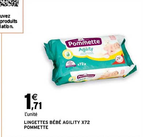 lingettes bébé agility x72 pommette