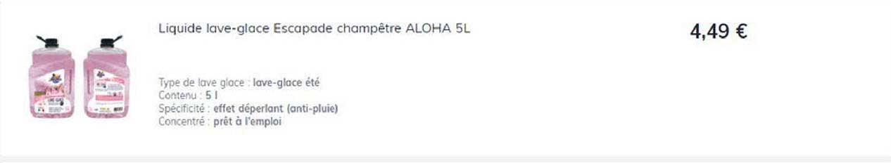 Liquide Lave-glace Escapade Champêtre Aloha 5l
