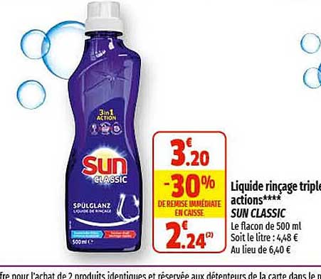 liquide rinçage triple actions sun classic