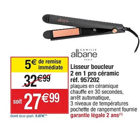 Lisseur Boucleur 2 En 1 Pro Céramic Albane