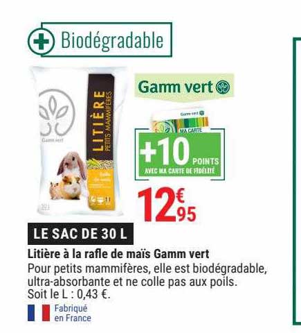 litière à la rafle de maïs gamme vert