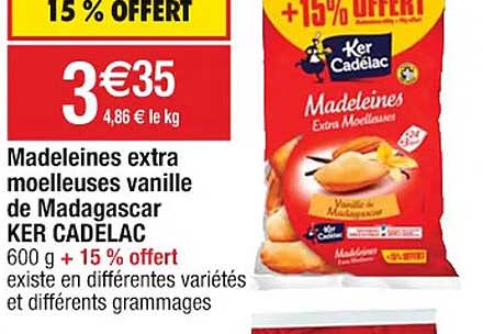 Madeleines Extra Moelleuses Vanille De Madagascar Ker Cadelac