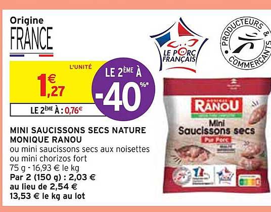 mini saucissons secs nature monique ranou
