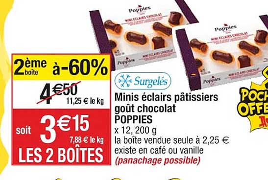 Minis éclairs Pâtissiers Goût Chocolat Poppies