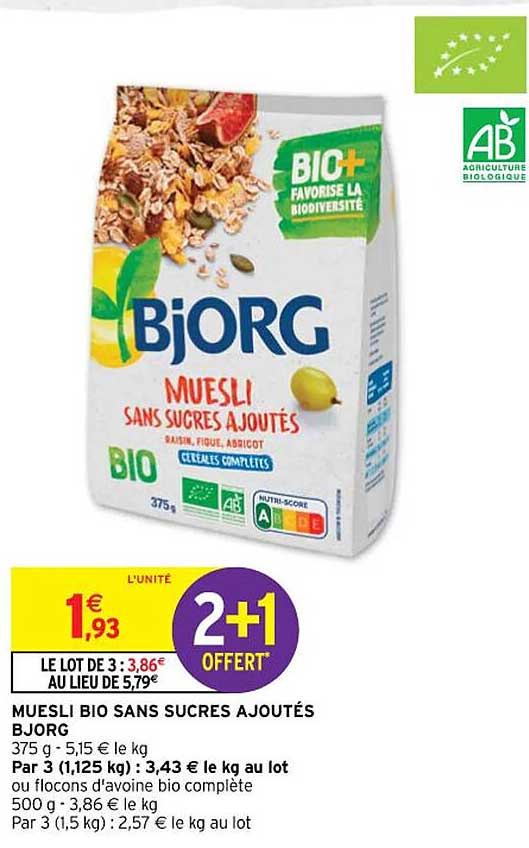 Muesli Bio Sans Sucres Ajoutés Bjorg