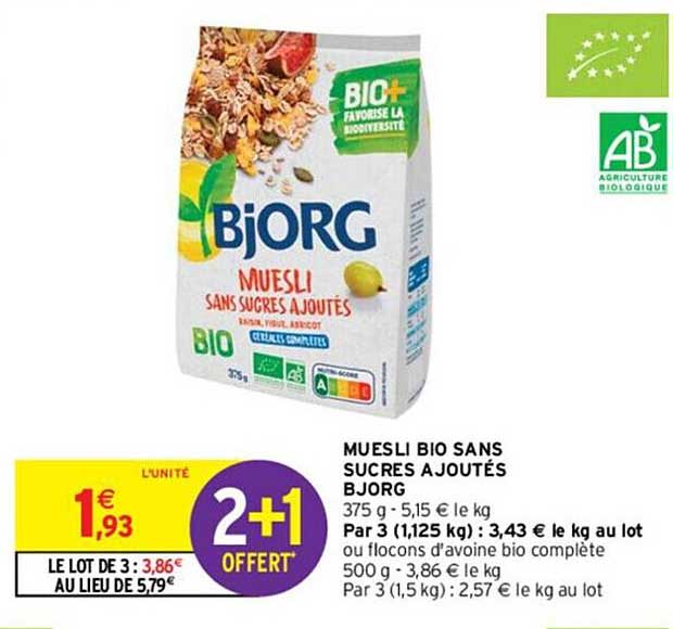 Muesli Bio Sans Sucres Ajoutés Bjorg