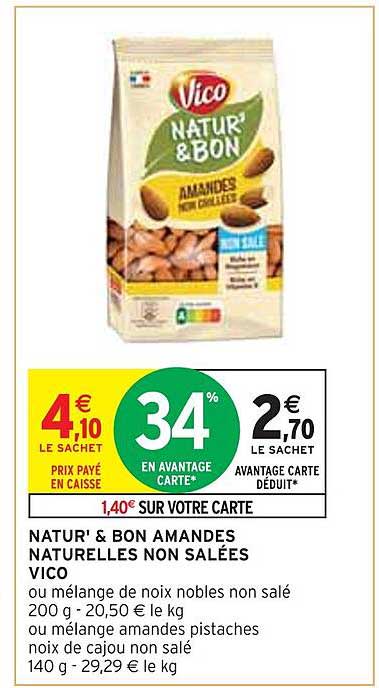 natur' & bon amandes naturelles non salées vico