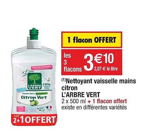 Nettoyant Vaisselle Mains Citron L'arbre Vert