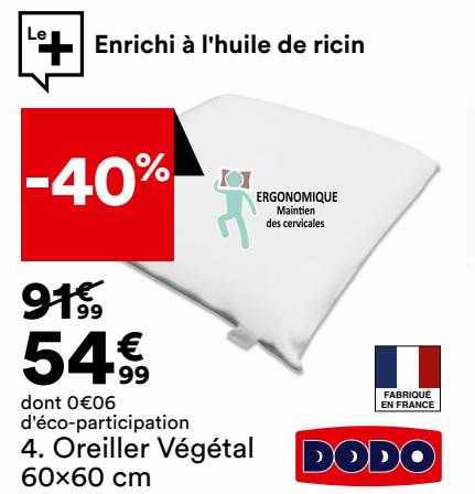 Oreiller Végétal 60 X 60 Cm Dodo