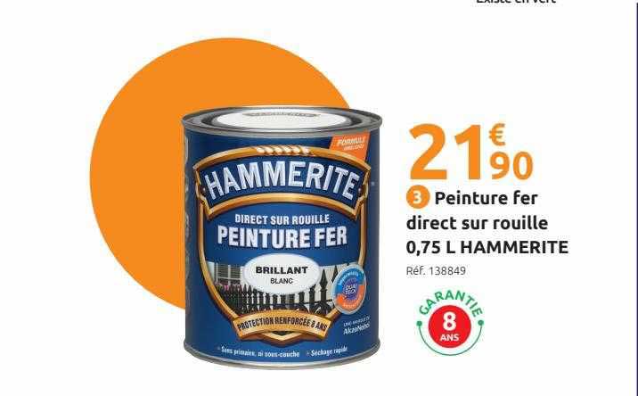 peinture fer direct sur rouille 0,75l hammerite