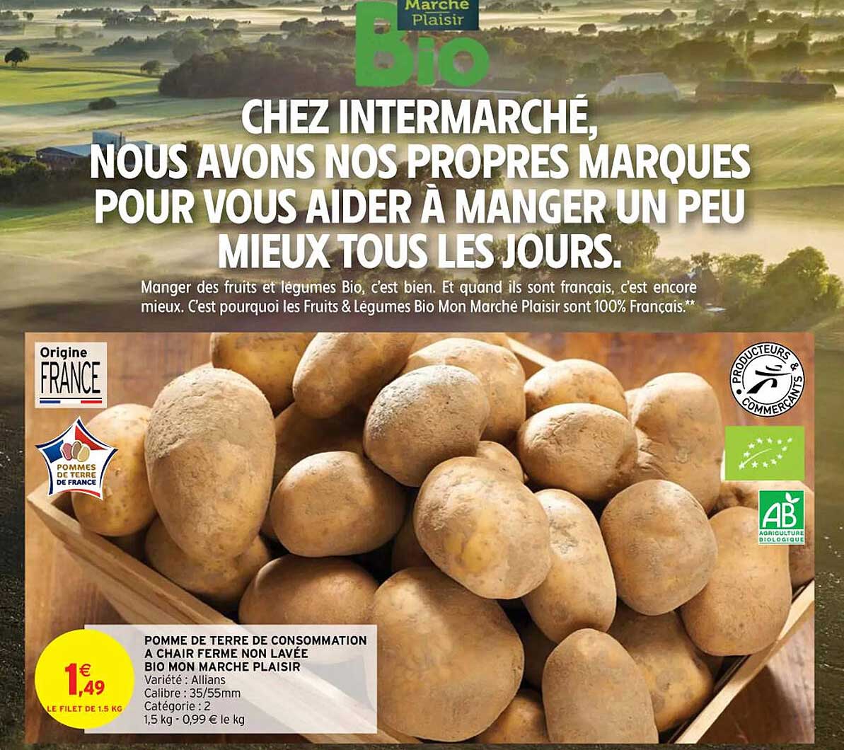 pomme de terre de consommation à chair ferme non lavée bio mon marché plaisir