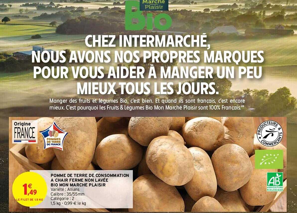 pomme de terre de consommation à chair ferme non lavée bio mon marché plaisir