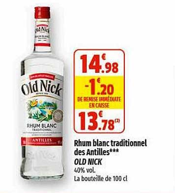 rhum blanc traditionnel des antilles old nick