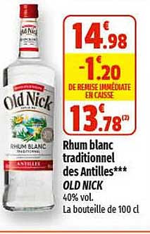 rhum blanc traditionnel des antilles old nick