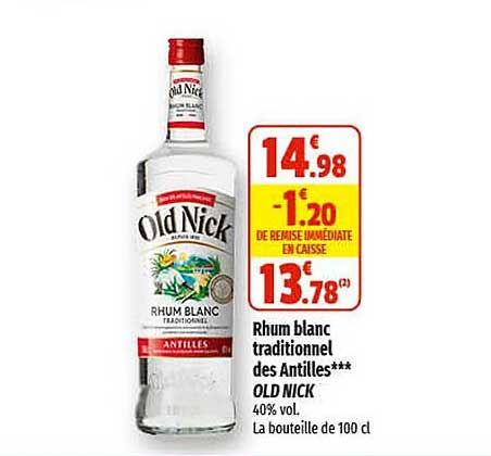 rhum blanc traditionnel des antilles old nick
