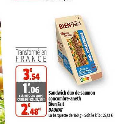sandwich duo de saumon concombre-aneth bien fait daunat