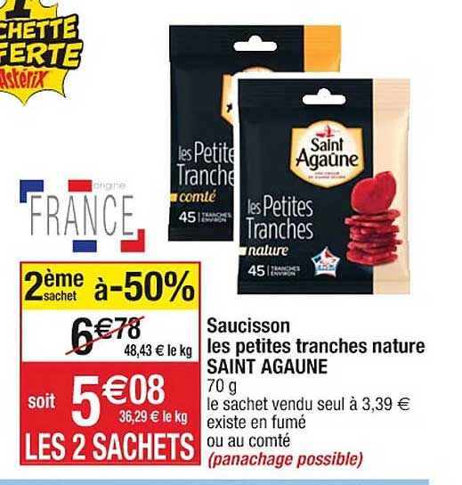 saucisson les petites tranches nature saint agaûne