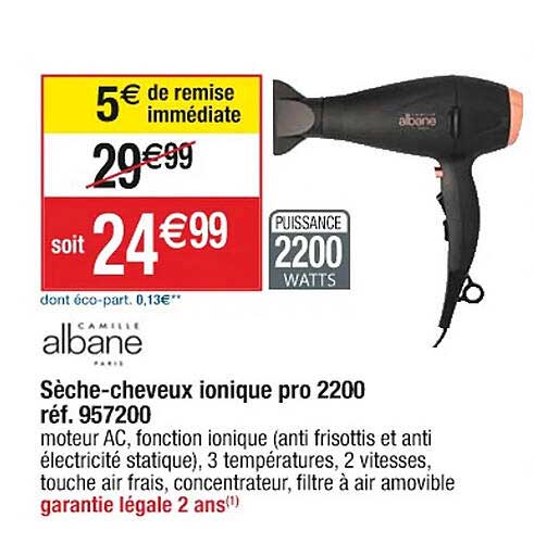 sèche-cheveux ionique pro 2200 albane