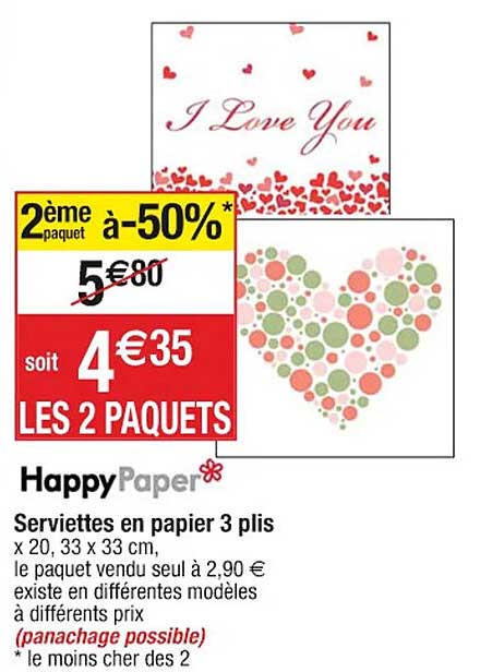 serviettes en papier 3 plis happyPaper