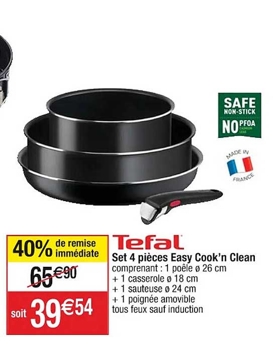 set 4 pièces easy cook'n clean tefal