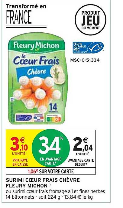 surimi cœur frais chèvre fleury michon