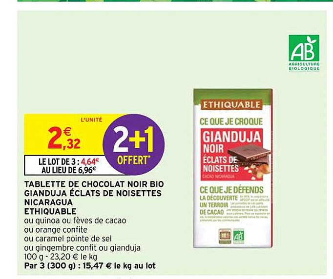 Tablette De Chocolat Noir Bio Gianduja éclats De Noisettes Nicaragua Ethiquable