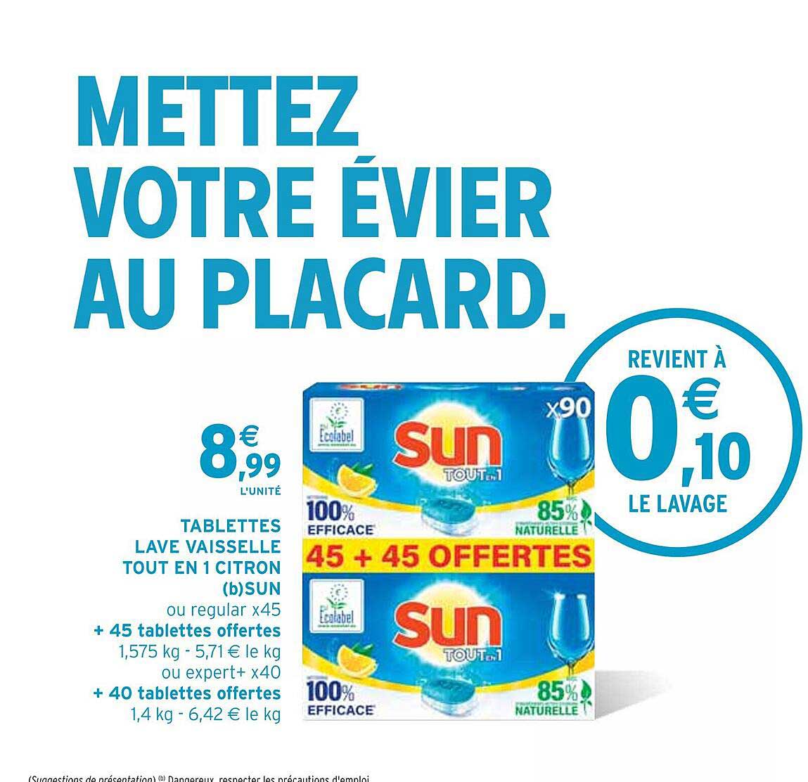 tablettes lave vaisselle tout en 1 citron sun