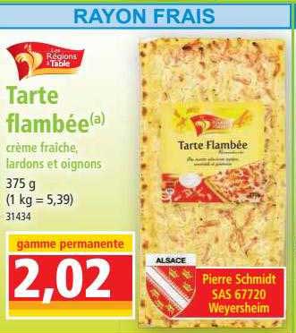 tarte flambée crème fraîche, lardons et oignons les régions à table