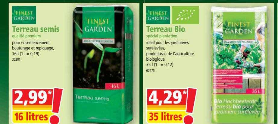 terreau semis qualité premium finest garden, terreau bio spécial plantation finest garden